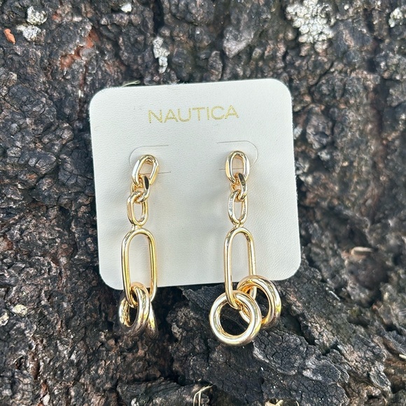 Nautical Chain link 1.5 inch post earrings - Picture 1 of 2